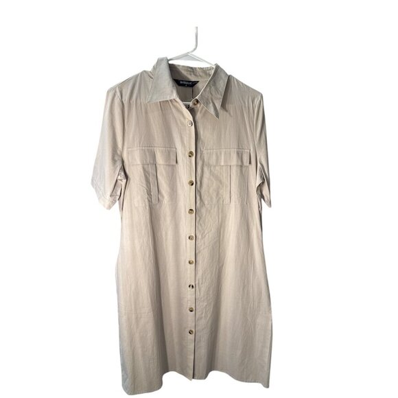 Allegra K Summer Safari Dress Collared Button Down Cotton Shirtdress Size M NWT - Picture 2 of 9